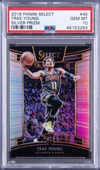 2018-19 Panini Select Silver Prizm #45 Trae Young Rookie Card - PSA GEM MT 10